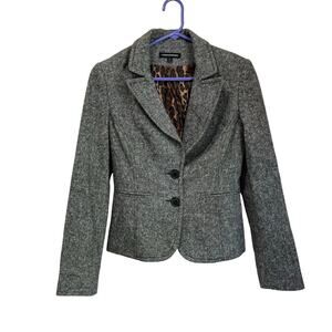 Express Gray Wool Blend Blazer Career Y2K Cropped Jacket Size 4